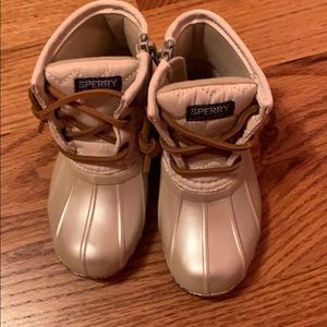 Toddler Sperry saltwater boots.